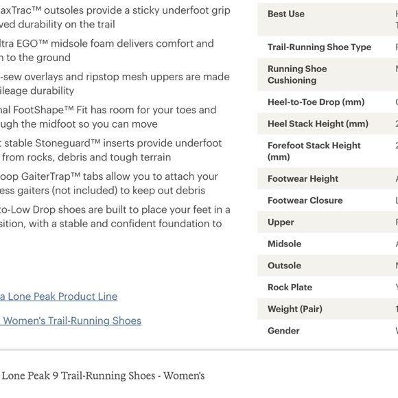 Women’s Altra Lone Peak 9 Trail Running Shoe Purple 8.5 EUC - Picture 6 of 6